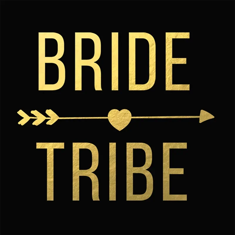 5pcs Team Bride Temporary Tattoo Stickers Bridesmaid Tribe Squad Golden Fake Tattoos Bachelorette Party Sticker Wedding Supplies