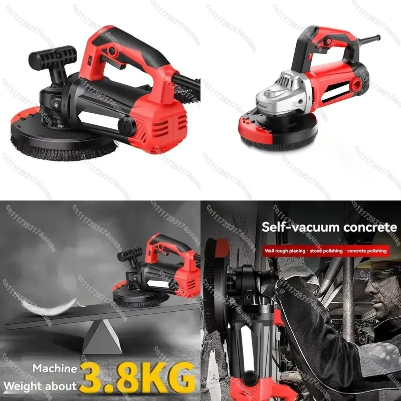 Dust Free Wall Grinding Machine for Concrete Polishing Angle Grinder with 6 Gear Adjustment Floor Surface Smoothing Tool