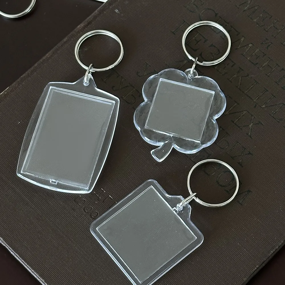 5 قطعة إطار صور أكريليك حامل سلسلة المفاتيح صورة إدراج كيرينغ فارغة مع حلقة سبليت لصنع المجوهرات الحرفية ذاتية الصنع #4
