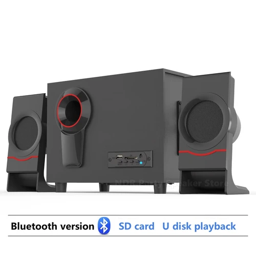 2.1 나무 슈퍼 서브우퍼 휴대전화 플러그인 카드 오디오 블루투스 USB TV/PC용 활성 노트북 멀티미디어 게임 스피커