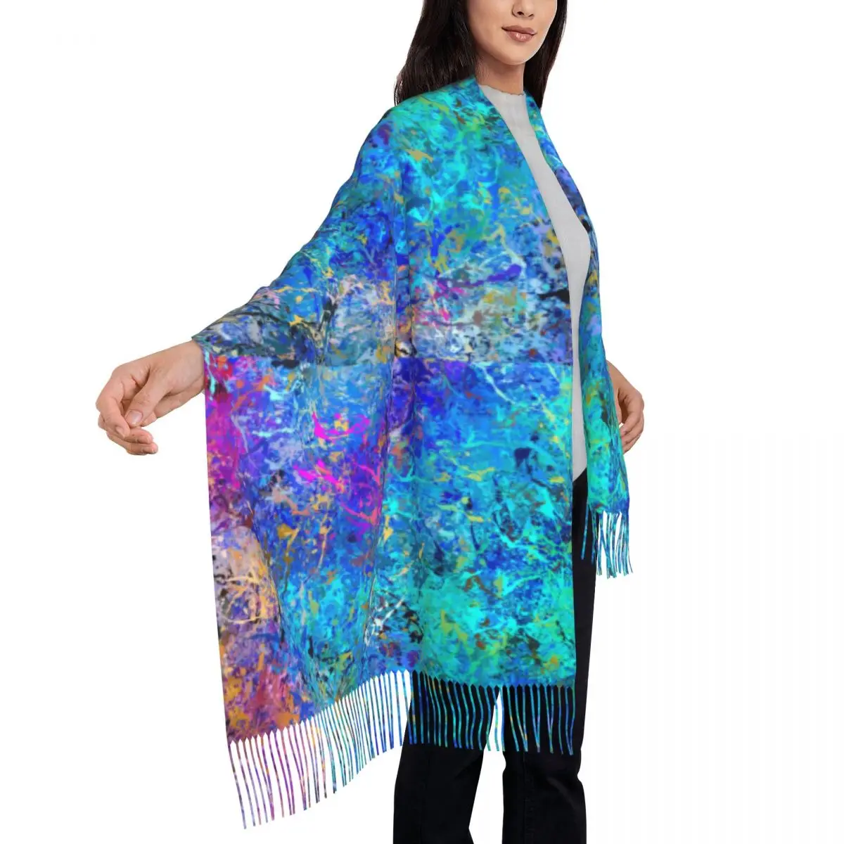 Warm Scarf Winter Multicolor Paint Splatter Shawls Wrpas Abstract Design Designer Bufanda Mujer Female Fashion Large Scarves