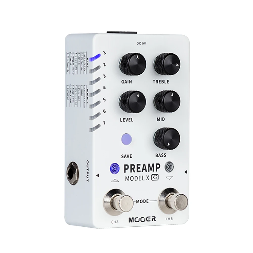 MOOER Preamp Guitar Pedal Digital Effects Pedal PREAMP MODEL X X2 28 Replaceable Front Stage and Global Speaker Loading Position
