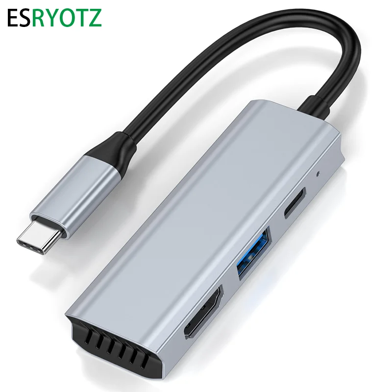 Type-C 3 IN 1 Docking Station USB-C To 4K HDMI-Cpmpatible USB-A hub PD 100W 5Gbps High Speed Transmission for computer