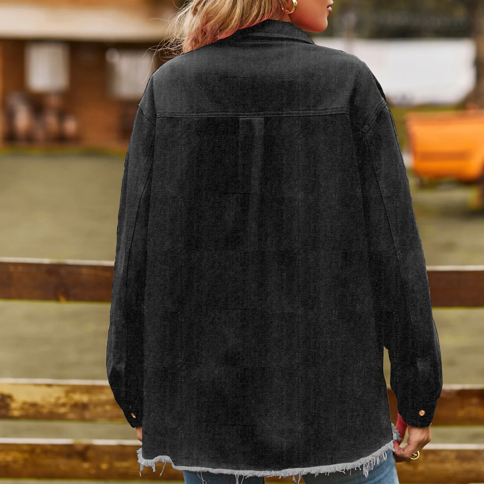 Cárdigan vaquero de un solo pecho para mujer, chaqueta informal lavable con cuello tipo POLO, ropa de calle de Color sólido, otoño e invierno, novedad de 2023