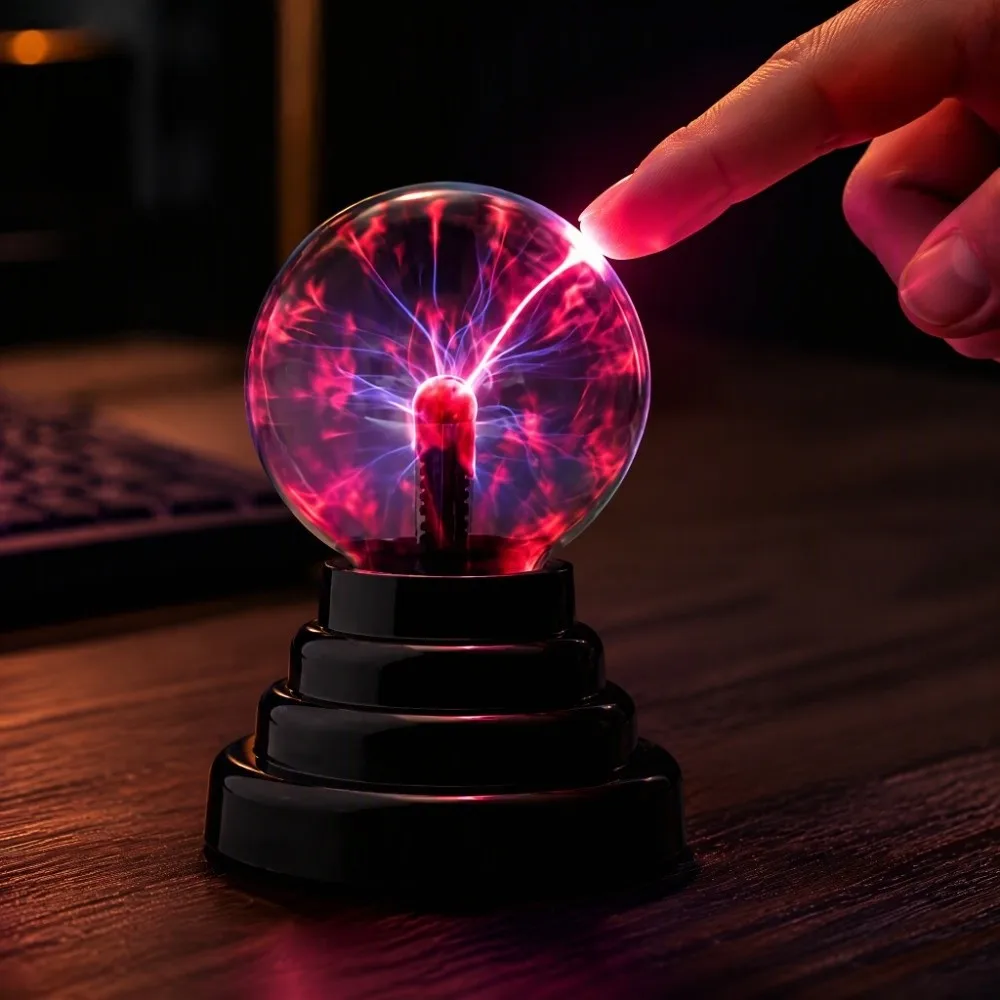 3 Inch Plasma Ball Lamp USB Powered Touch Sensitive Electric Lightning Ball Red Color Mini Size Plasma Globe Light For Birthday