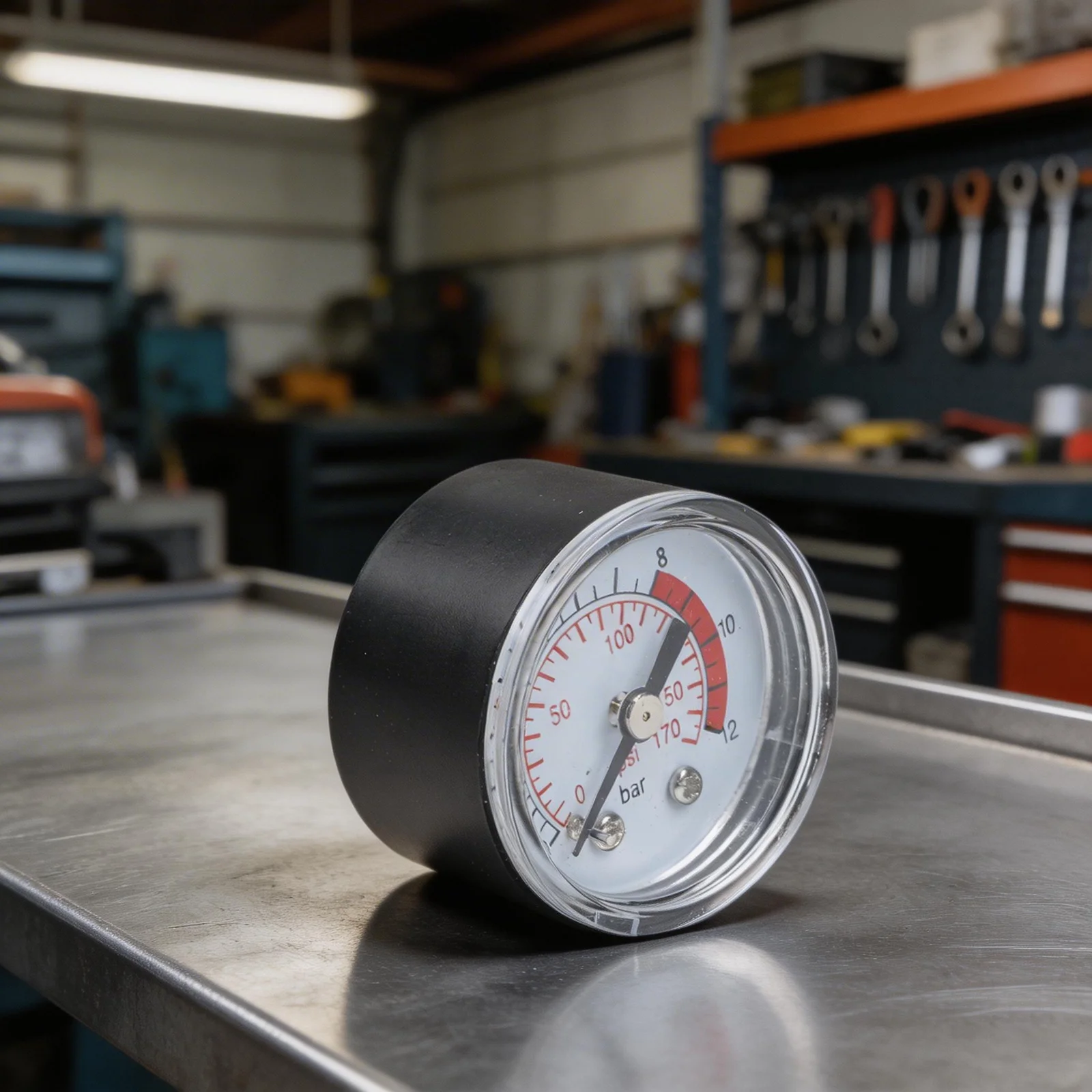 Compressor Pressure Indicator with 0-12 Bar 0-170 PSI Range and Male Thread Fitting for Pneumatic and Hydraulic Applications