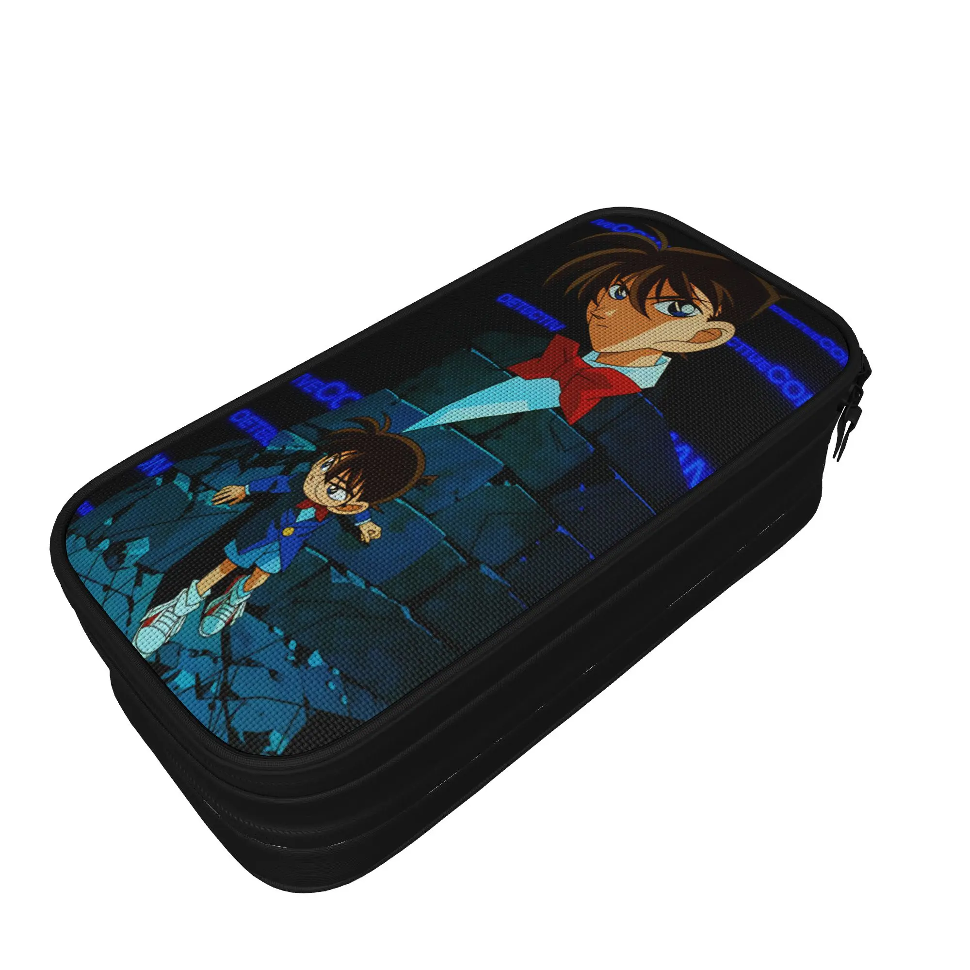 Detectives Conans Pencil Case Large Pencil Box Child Double Layer Retro Back To School Pencil Cases Printed Stationery Organizer