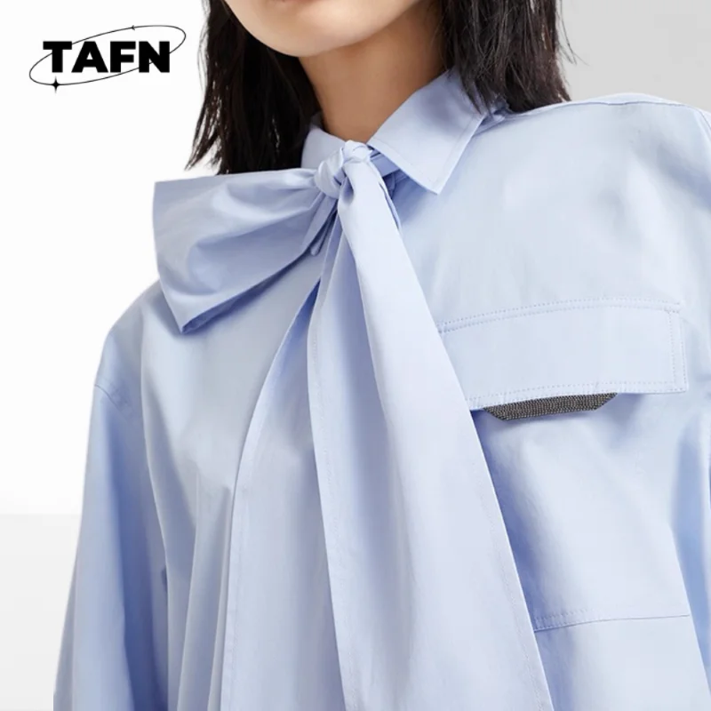 المرأة عالية منخفضة قميص فضفاض القطن الكتان بلوزة المرأة كشكش طوق قميص مكتب كم طويل بلوزة AH0139