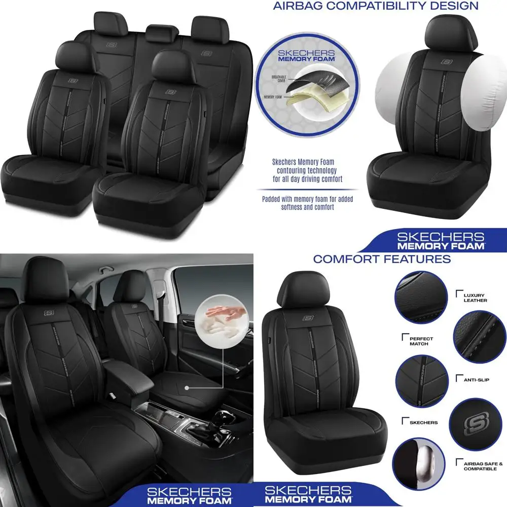 

Skechers Car Seat Covers,Luxury Faux Leather Seat Covers,Waterproof Anti Slip Car Seat ProtectorFull Set,Car Accessories Airbag