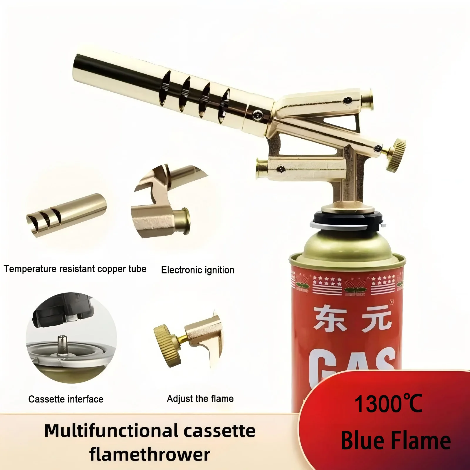 Copper Welding Gas Torch Nozzle Flame Gun for Outdoor Camping BBQ Flamethrower Kitchen Butane Lighter Burner Welding Equipment