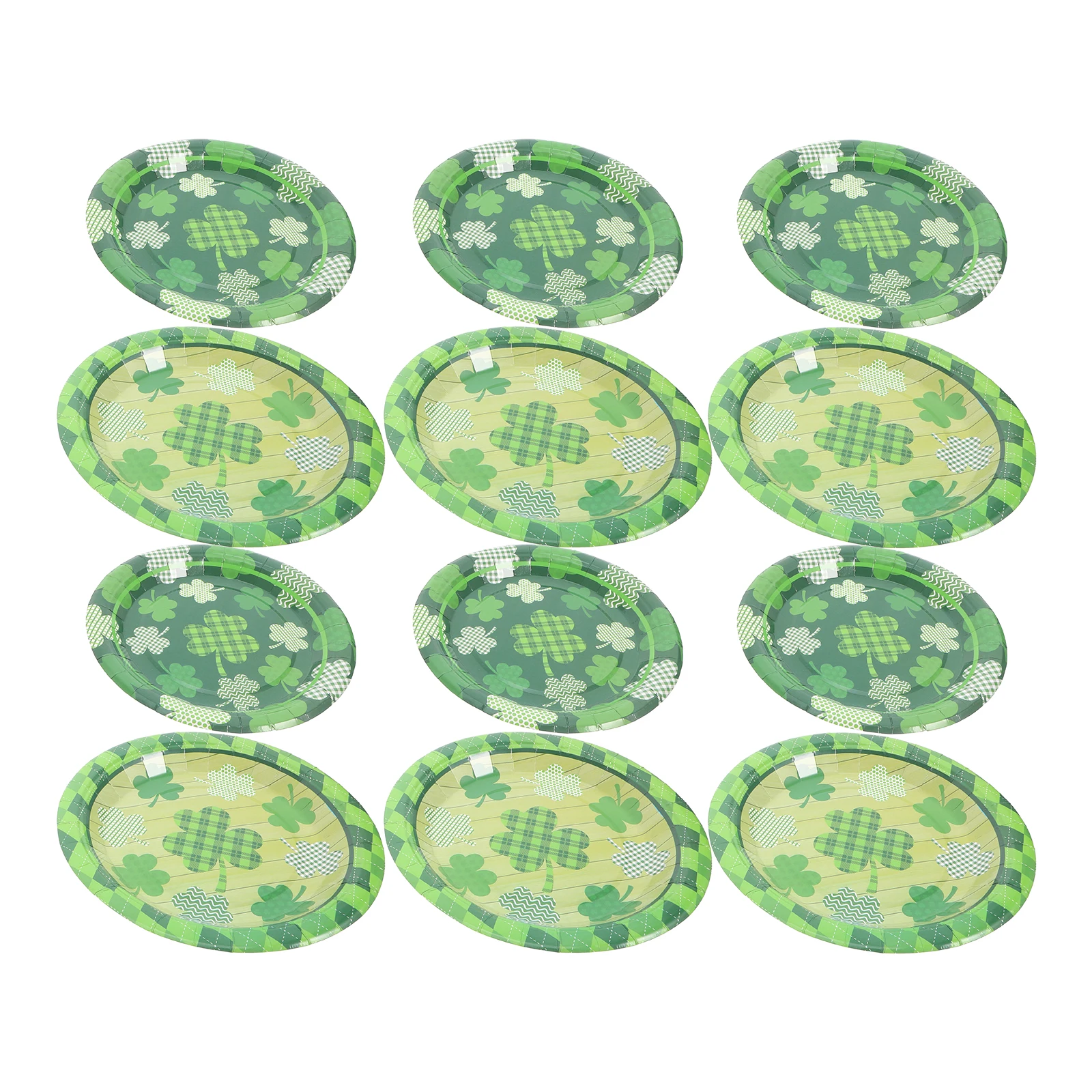 

20pcs Saint Patrick's Day Disposable Plates 9 Inch 7 Inch Shamrock Pattern Party Supplies Green Irish Leaf Design Cake Dessert