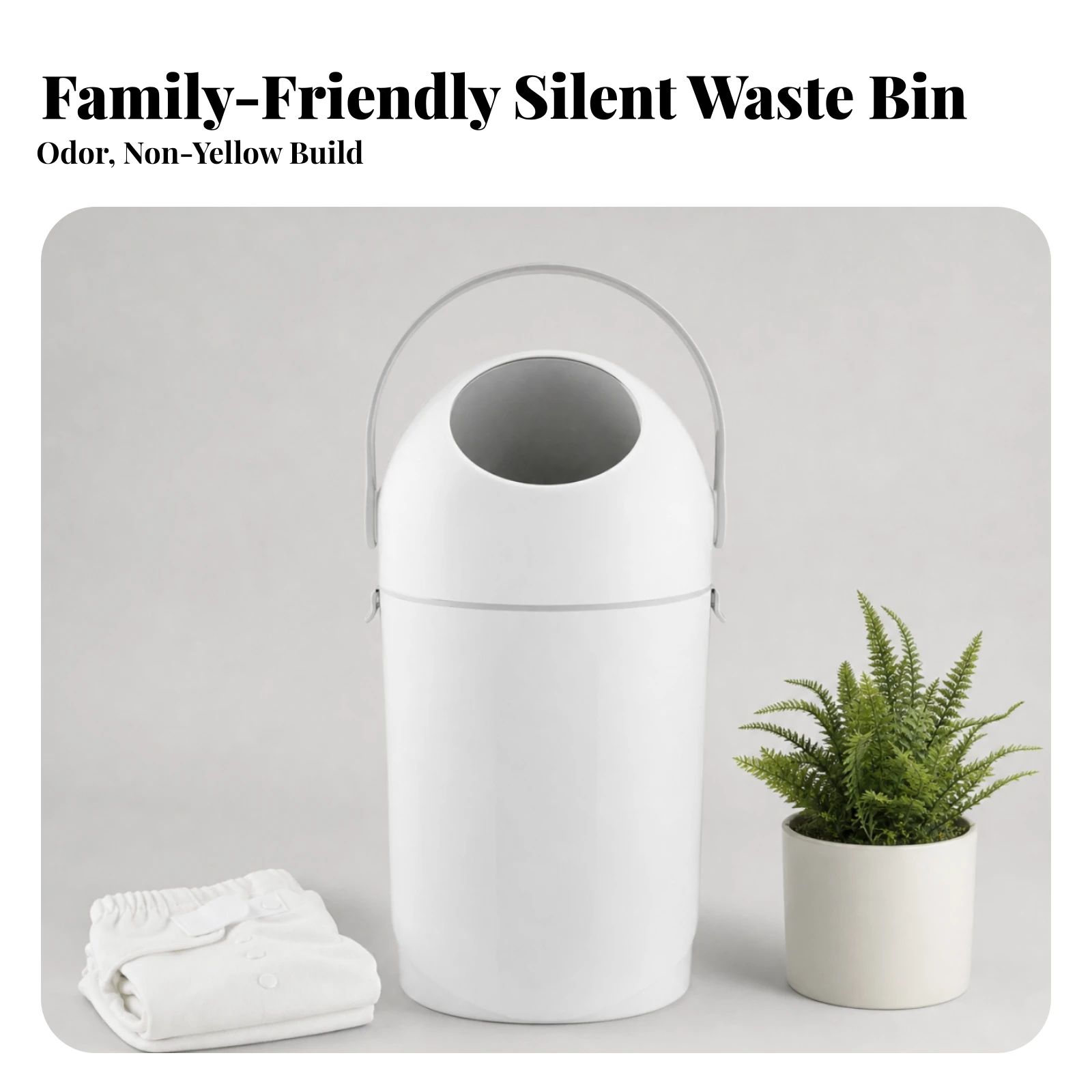 Diaper Waste Bin with Rotating Lid Portable Diaper Pail Trash Can Ergonomic Cost-Effective for Parents, Nursery, Bathroom