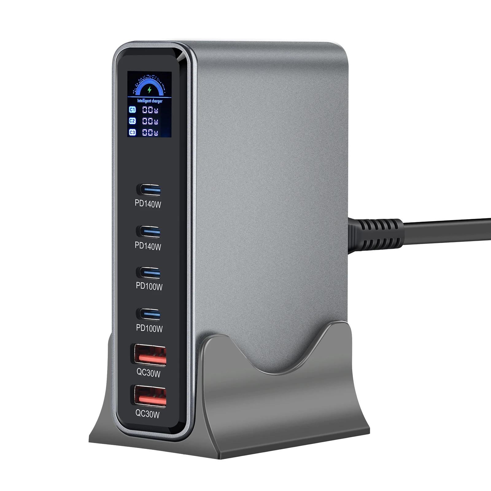 540W Multi-Port GaN Desktop-Ladegerät mit LCD-Bildschirm | 140W PD3.1 Schnellladegerät für MacBook, iPhone 16 17, Samsung, Laptop, Tablet – Detail 3