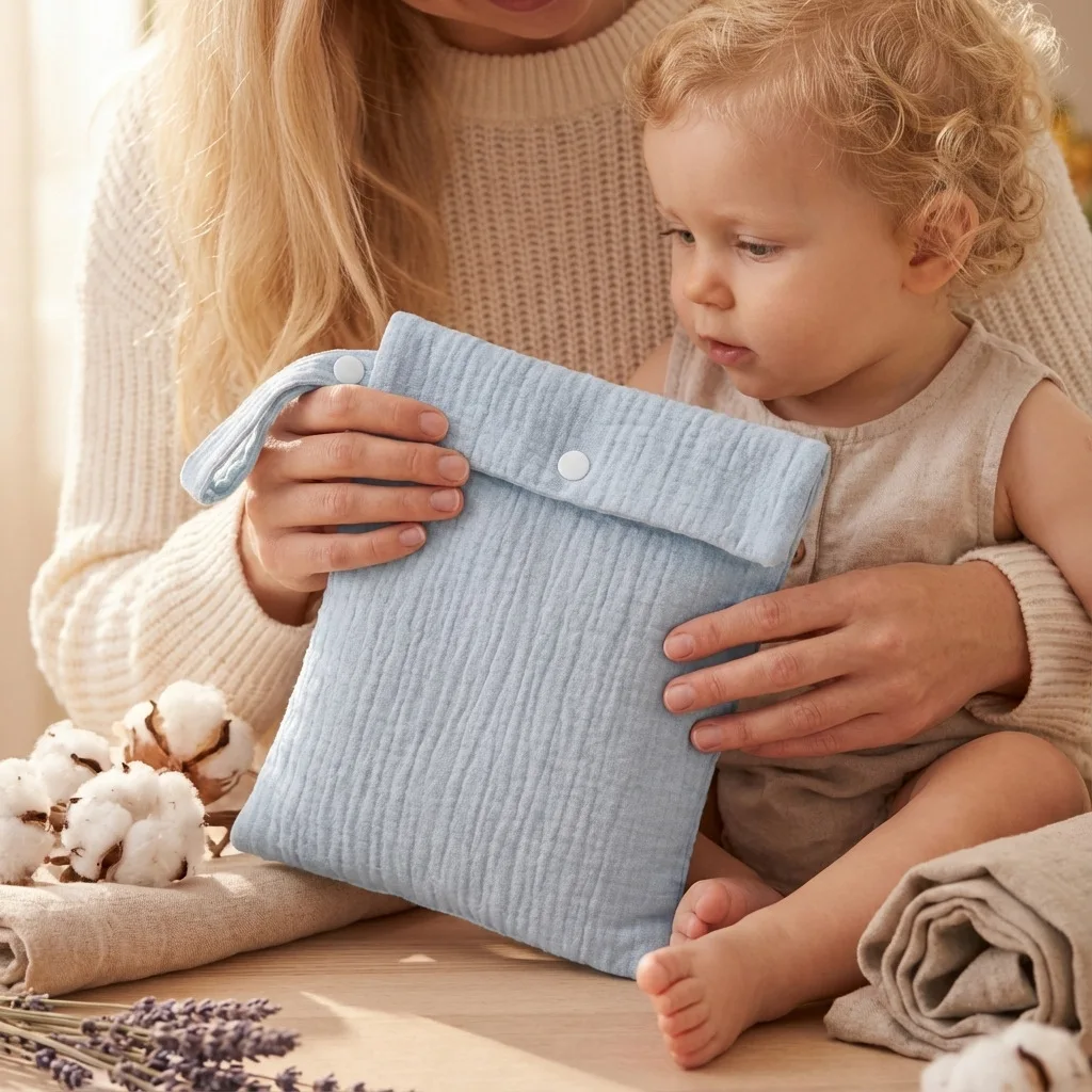 

Органайзер для подгузников из органического хлопка с двойным слоем, многофункциональная сумка для мамы, подвесная сумка для детских бутылочек на коляску