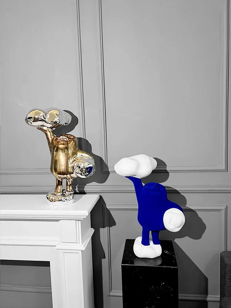 Home Decor Abstract Art Statue Luxury Living Room Decoration Figure Flocking Resin Sculpture Modern Decoration Home Accessories