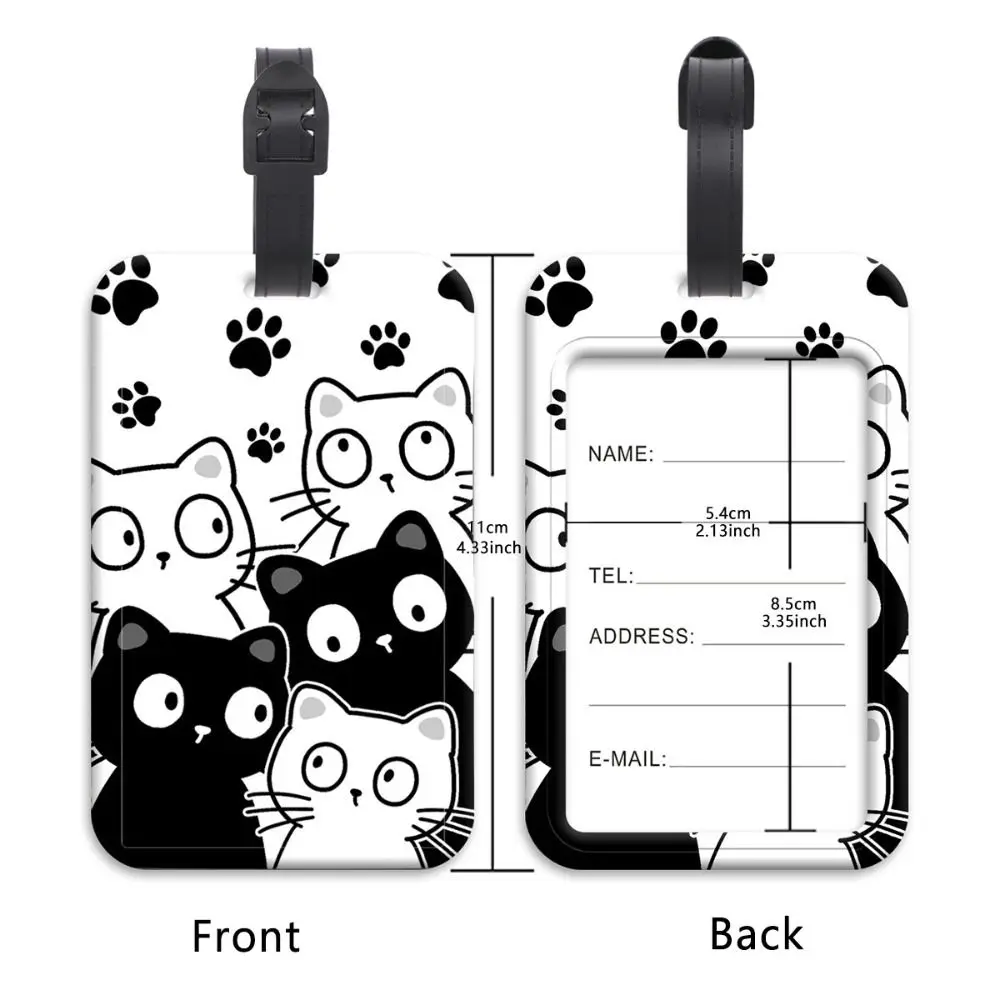 Anti-verlorene Auflistung Kunststoff Gepäckanhänger Künstlerischer Koffer Rucksack Hängeseil Ausweishalter Niedliche Katzen Ausweishalter