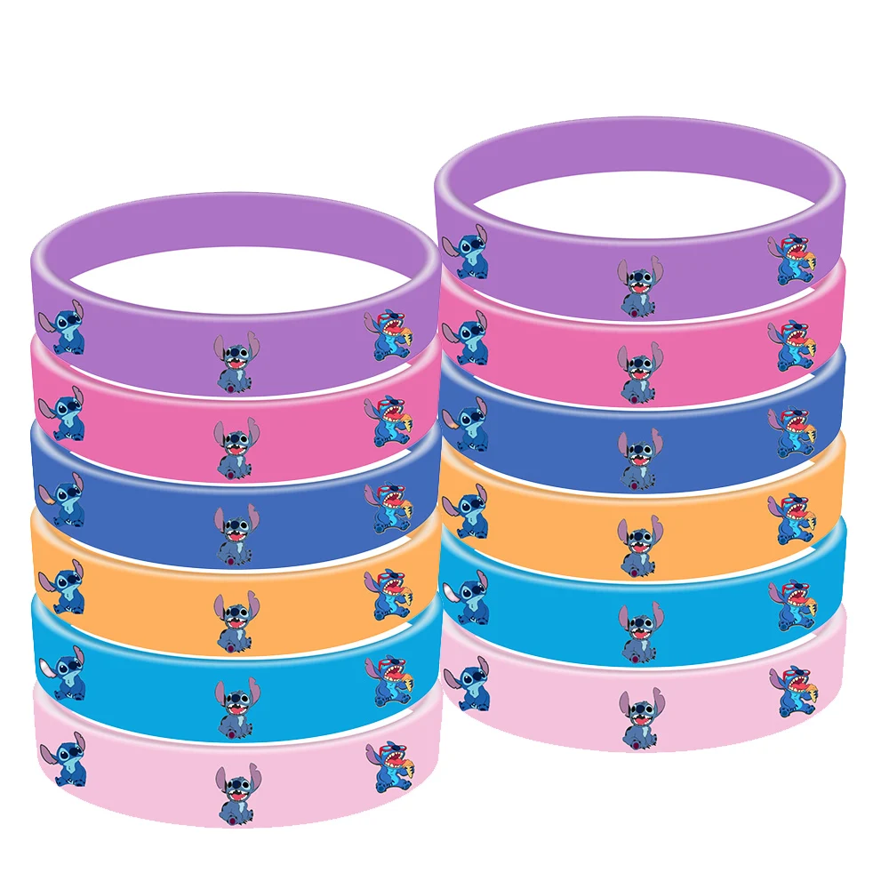 6/12pcs Lilo &Stitch Silicone Bracelet Anime Action Figures Toys Children Wristband Bracelets Birthday Party Cosplay Gifts