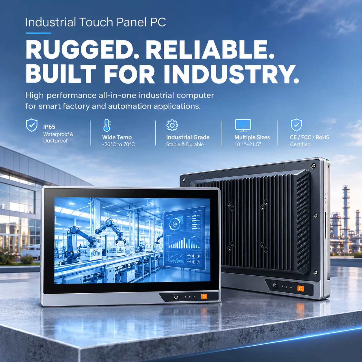 Industrial Panel PC 15.6 Inch Dual Gigabit LAN 2 COM Capacitive Touch Screen Computer Intel Core i5 8G 128G Win10 Linux