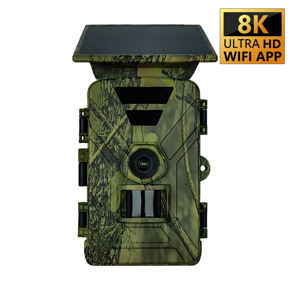 Wildlife 8K IP66 Waterproof 120°Wide Angle Solar Powered LTE 4g Hunting Trail Camera With Night Vision 6-Month Standby