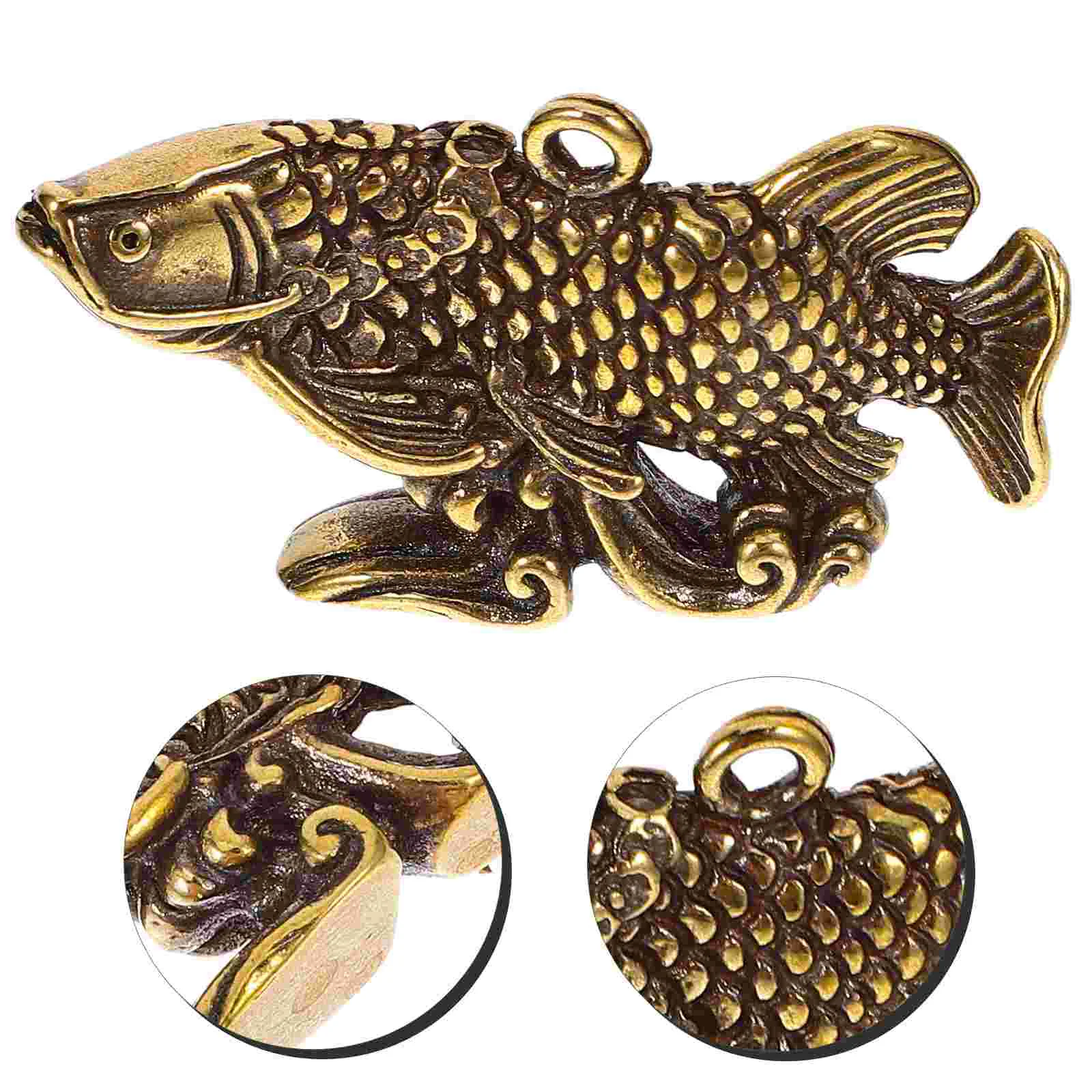 Brass Carp Ornament Decorative Small Decoration Necklace Statue Lovers Desktop Adornment