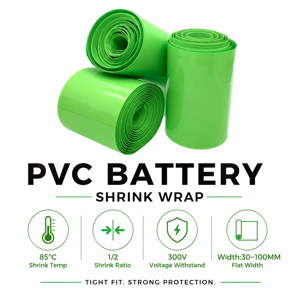 Green PVC Heat Shrink Tubing Wide 30-100mm Moisture and Dust Prevention/Wire Damage Repair Heat Shrink Sleeve