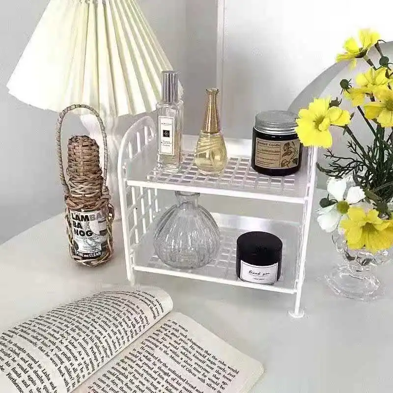 Double Folding Storage Organiser Desktop Bathroom Shelf Storage Shelf Bathroom Accessories Cute Shelves Kitchen Storage Shelves