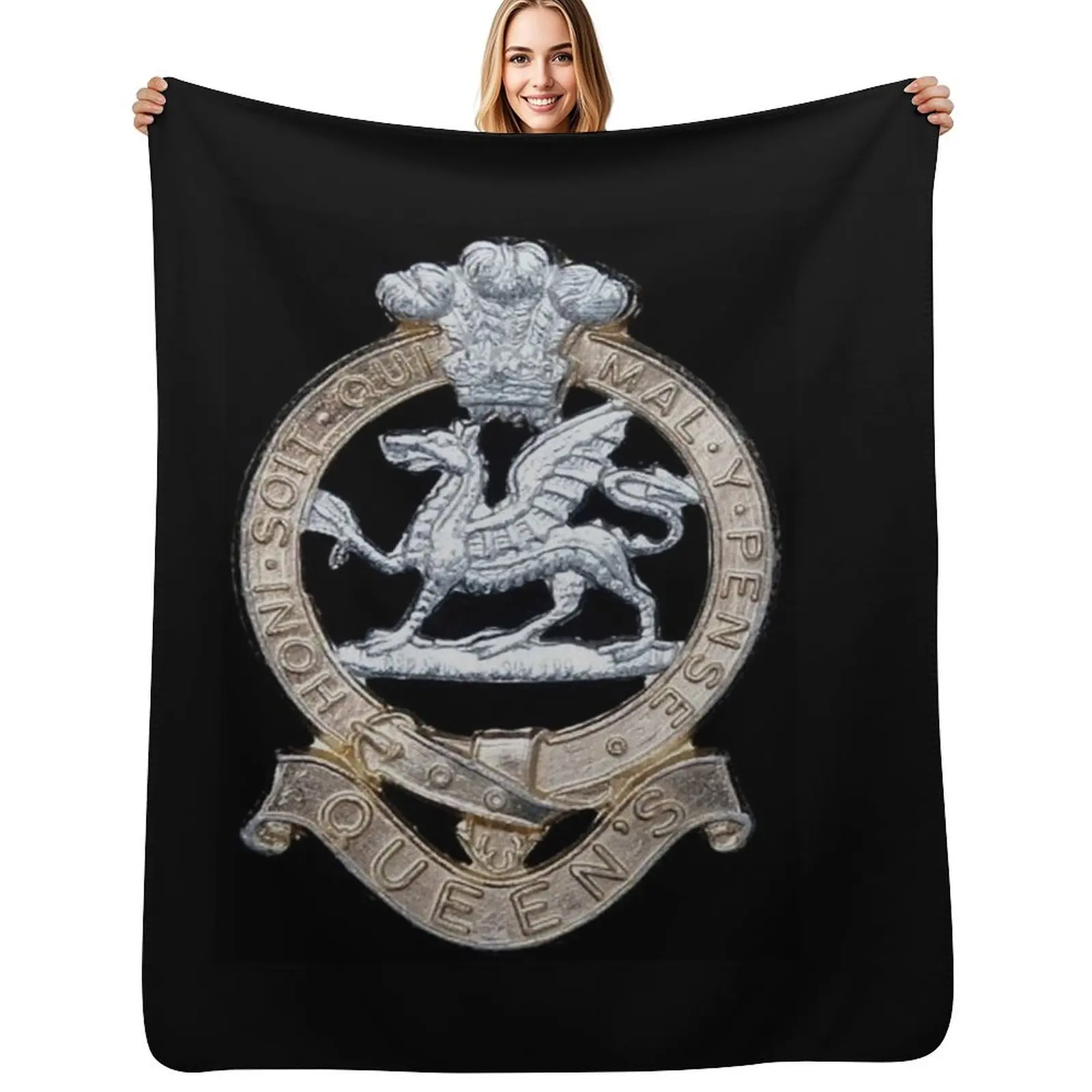 

Queens Regiment Cap Badge picture Throw Blanket Soft Home Decor Blanket for Couch Bedroom