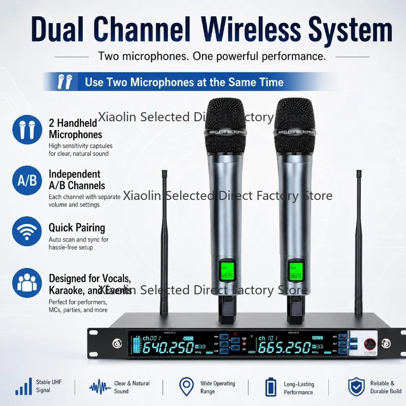 U- Segment 1 to 2 Wireless Microphone Infrared Frequency Matching System for Stage Conference Karaoke - Audio Equipment