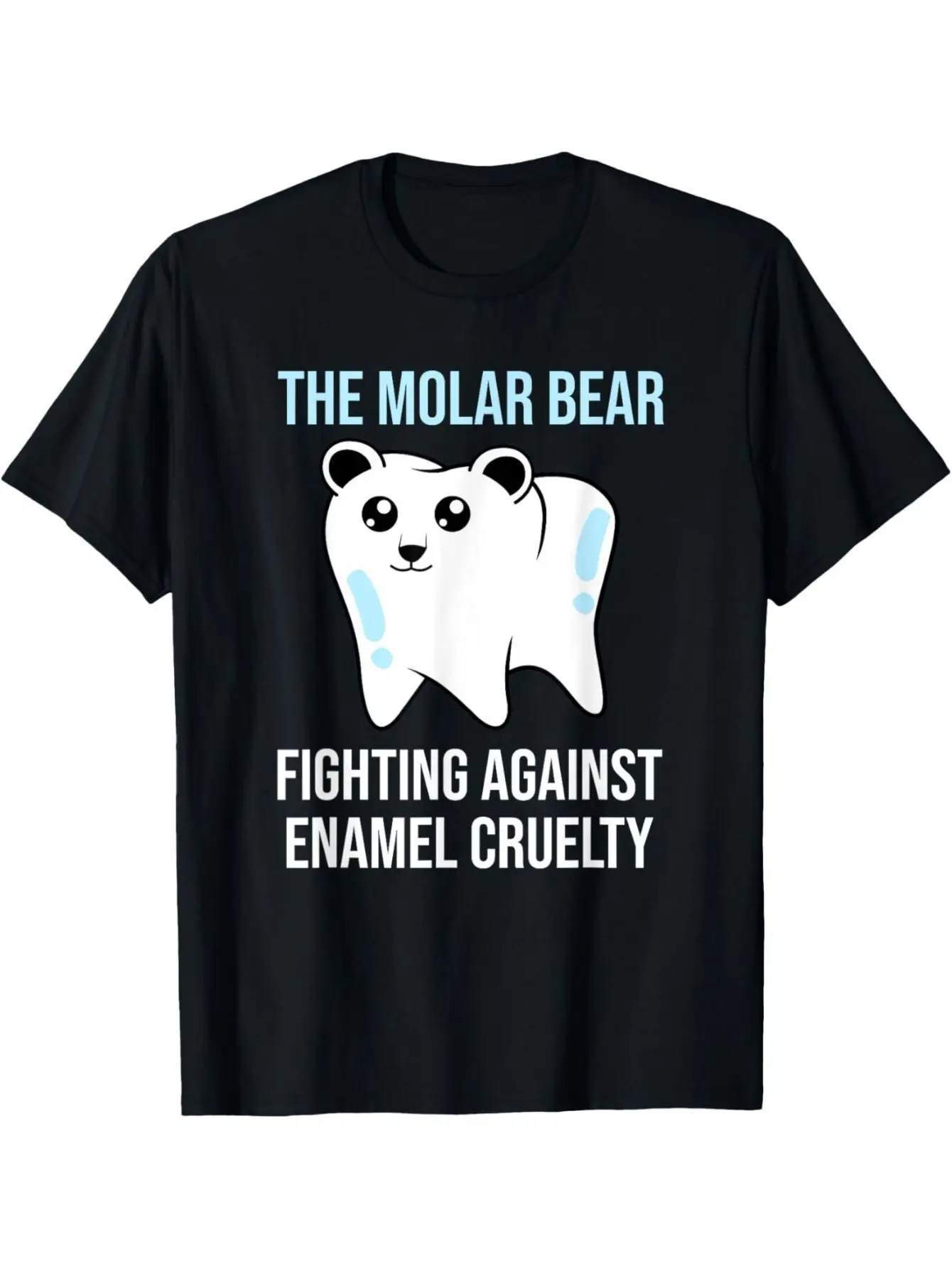 T-shirt amusant pour assistant dentaire - Design « Fighting The Grinding Bear of Enamel Cruelty », tee-shirt décontracté, universel pour homme, noir - Den