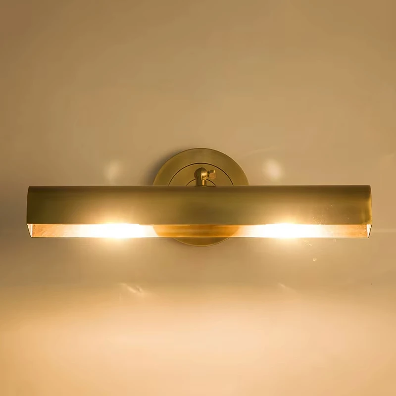 LED Copper Mirror Headlights Bathroom Vanity Makeup Mirror Wall Light European Style Bathroom Wall Light