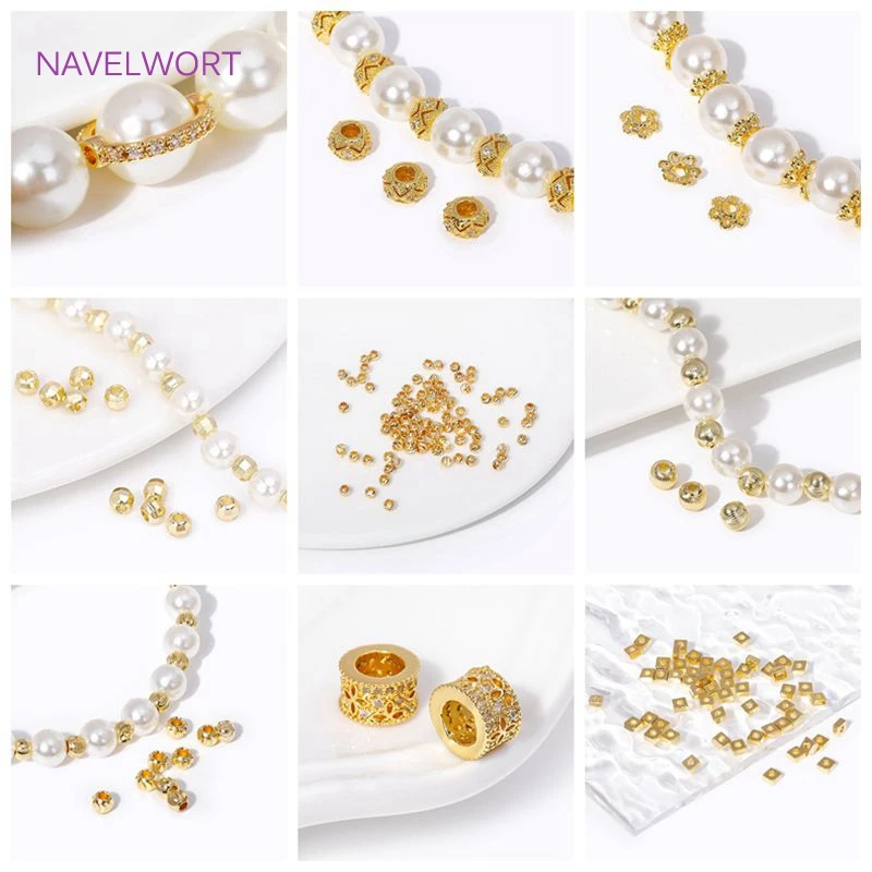 Wholesale Flower Beads Caps 18K Gold Plated Brass Filigree Beads Caps For Jewelry Making DIY Bracelet Beading Accessories