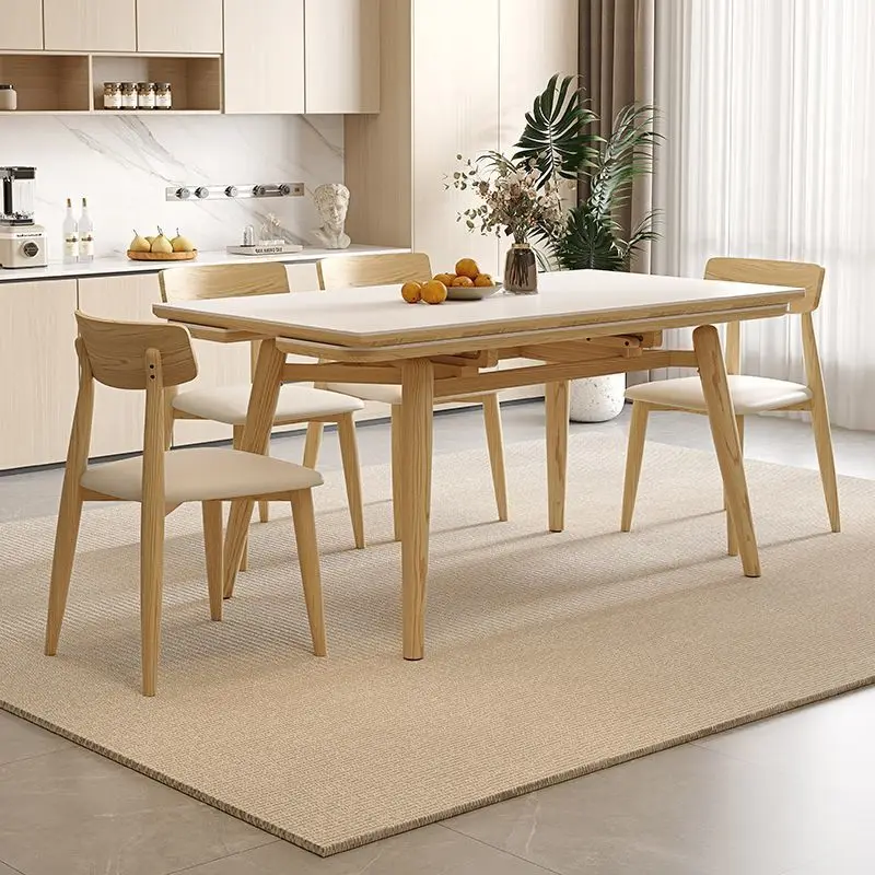 Custom Modern Minimalist Sintered Stone Dining Table Bespoke Extendable for Luxury Villa