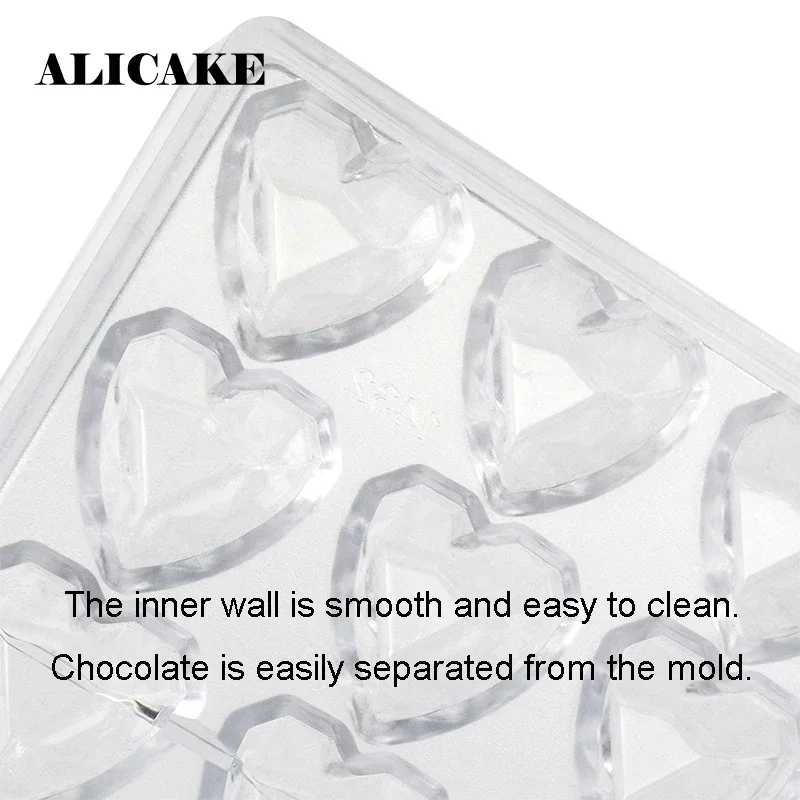 1Pc Diamond Heart Chocolate Mold (Polycarbonate) - Holiday Candy Tools for Mother's Day Valentine's Day Baking Confectionery Ute - view 5