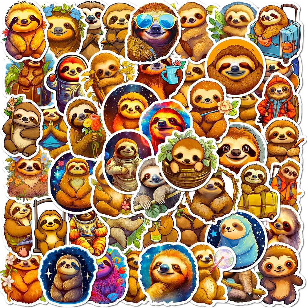 

10/30/50PCS Funny Cute Sloth Animal Cartoon Stickers Kawaii Decals Notebook Laptop Luggage Phone Car Kids Classic Toy Sticker