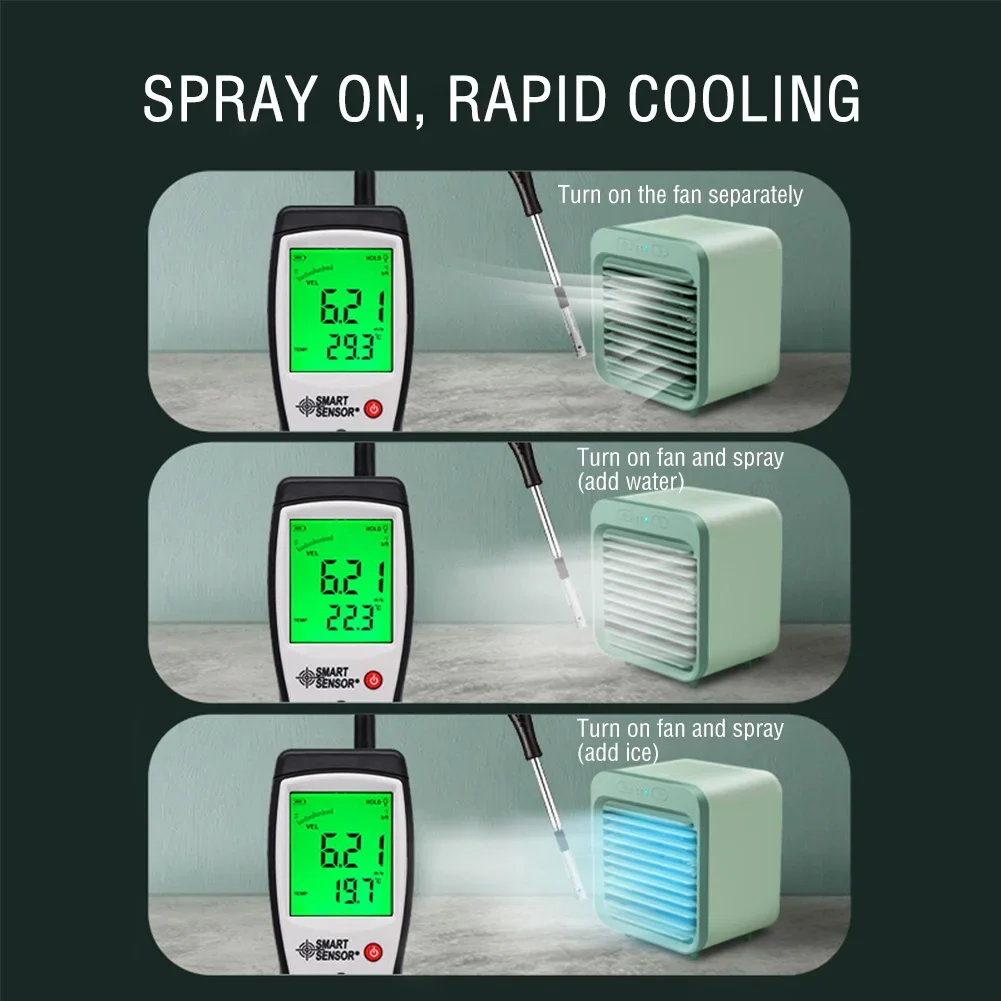 مكيف مياه صغير محمول USB قابل للشحن ، مروحة تبريد الهواء ، مروحة سطح المكتب ، 3 تروس