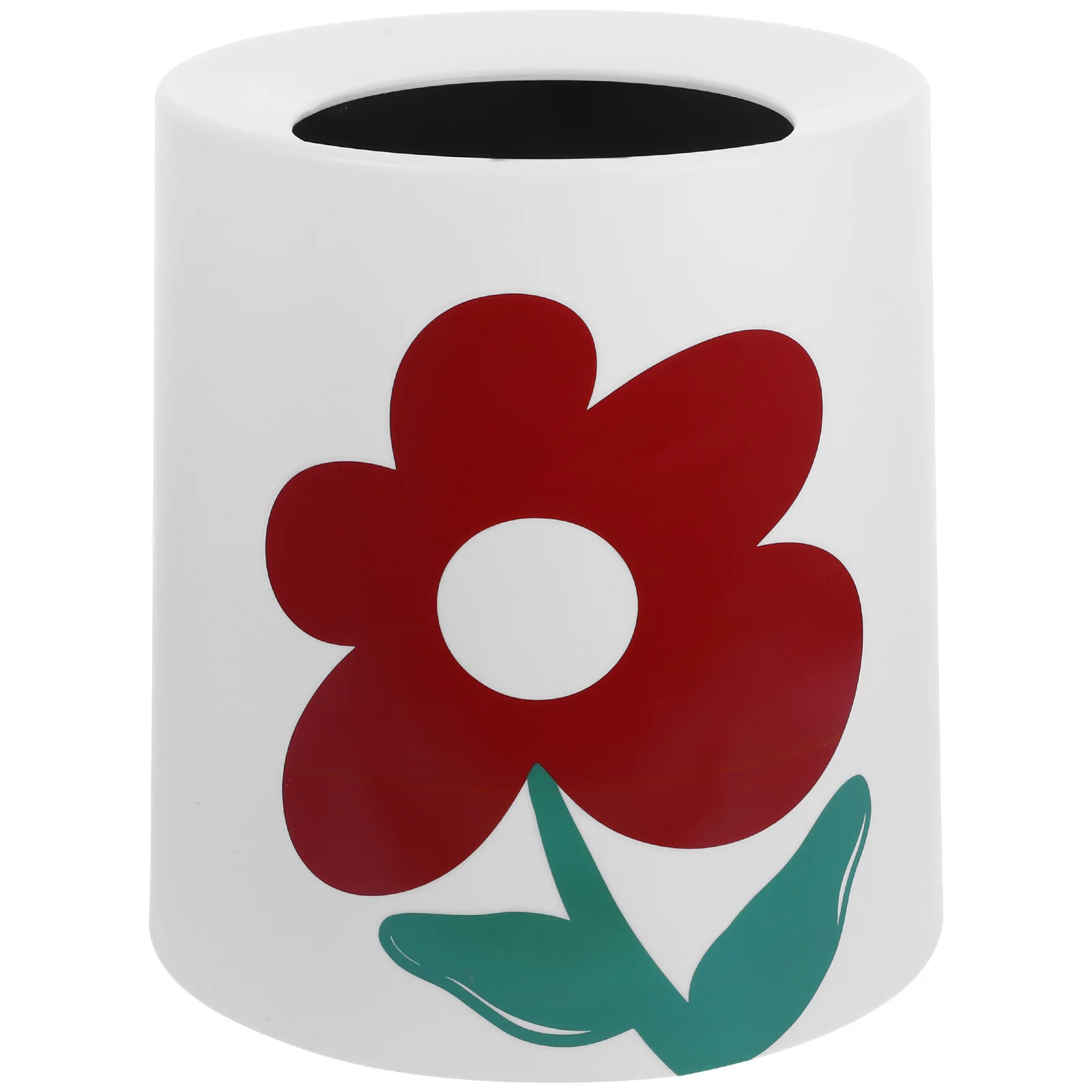 

Flower Pattern Double-Layer Trash Can Spacious Plastic Garbage Bin for Bathroom Bedroom Office Home Household Rubbish Container
