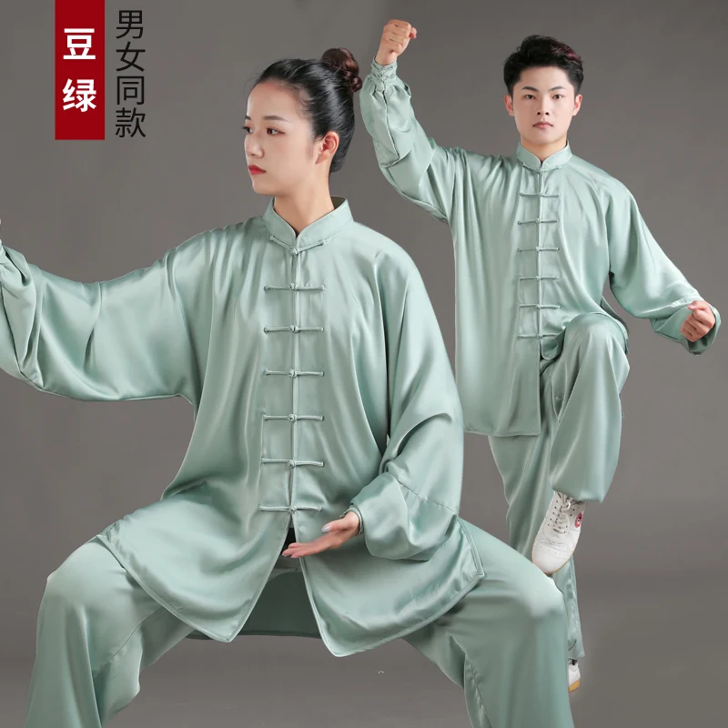 Milk Silk Tai Chi Costume - Chinese Style Martial Arts Performance & Training Set for Spring & Autumn (Unisex)