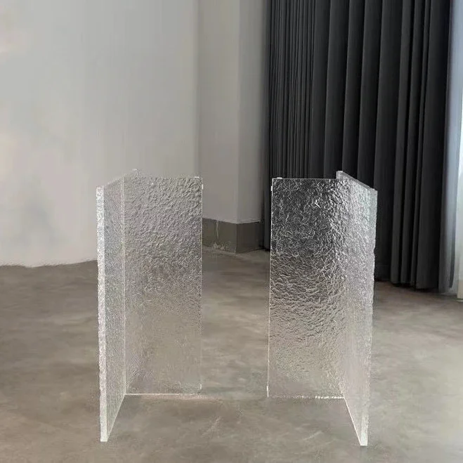 Stone patterned acrylic  legs Organic glassleg bracket Table leg suspended coffee table support bracket