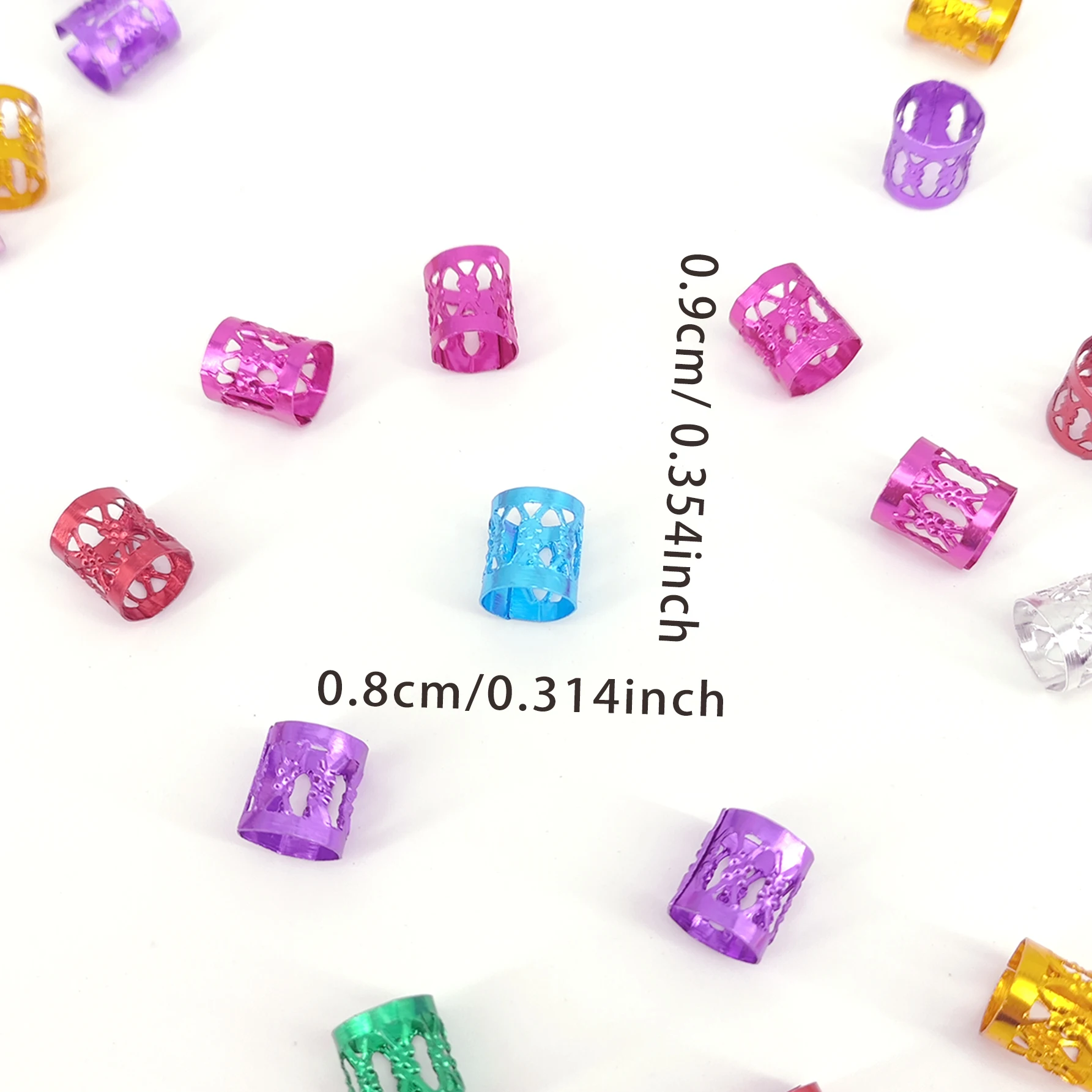 100Pcs multicolour Hair Jewelry for Braids Dreadlocks Beads Hair Rings Hair Clips Adjustable Metal Cuffs for Hair Accessories