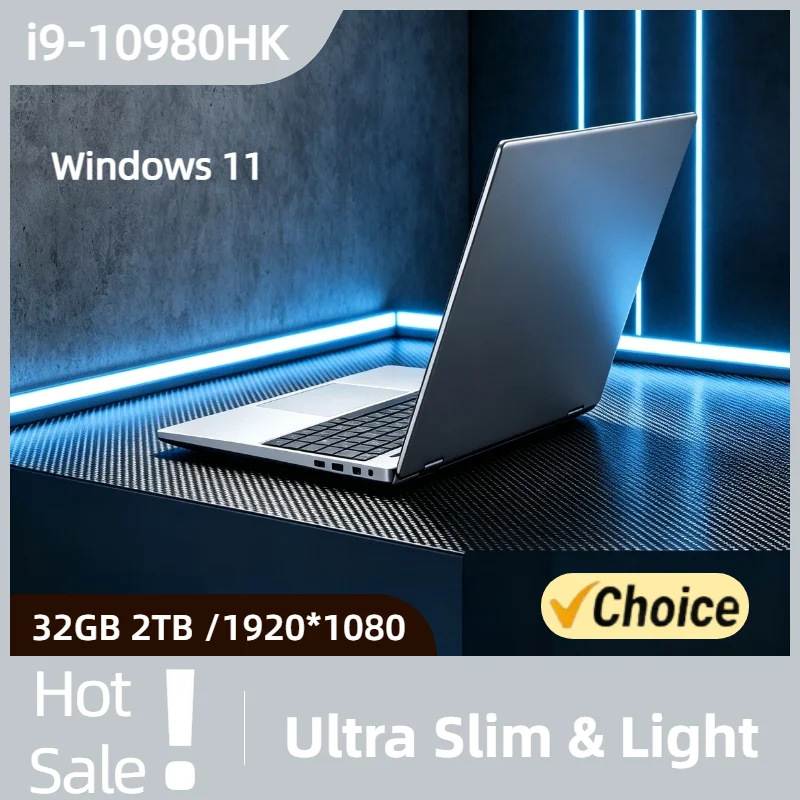 15.6 Ultrabook Intel Core i9 10980HK 32GB RAM 2TB M.2 SSD Windows 11 Pro Fingerprint Unlock High Performance Gaming Laptop