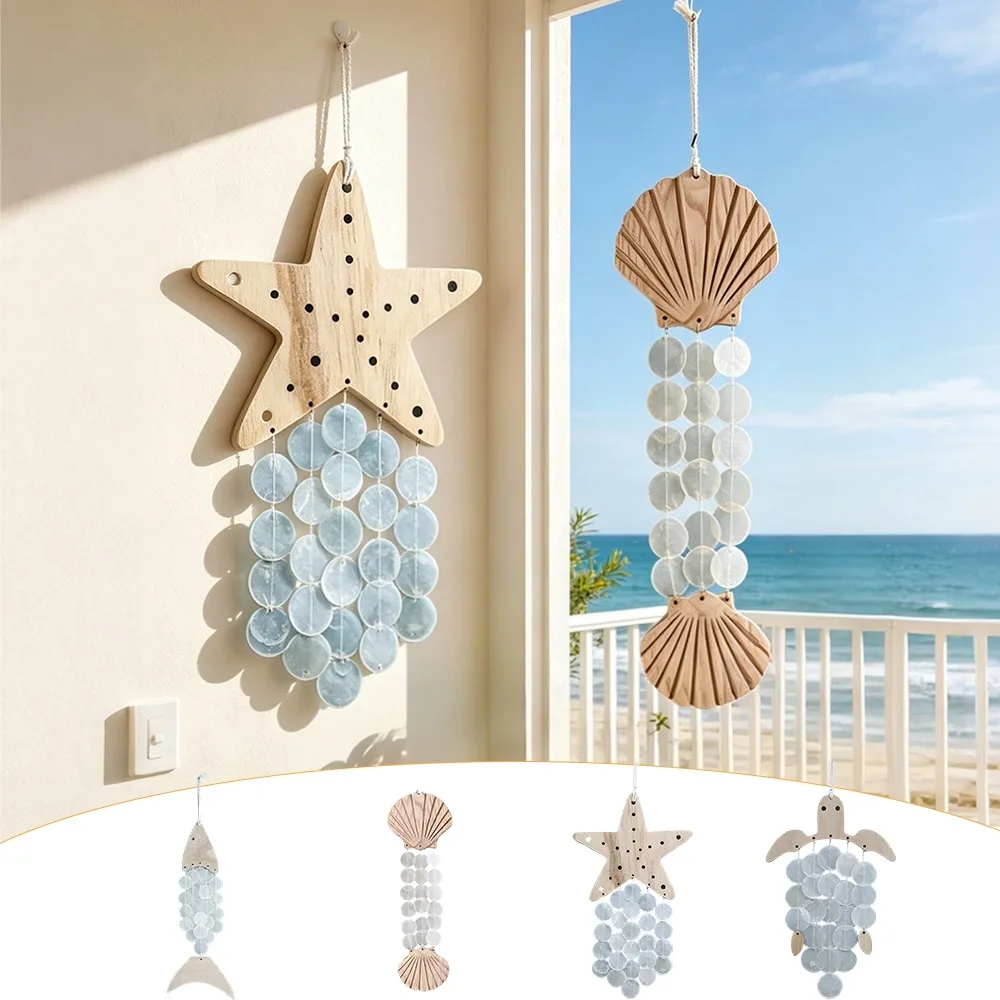 2026 New Wooden Marine Animal Wall Decor, Coastal Beach Theme Sea Animal Hanging Ornament, Home Window Sill Entrance Decorations