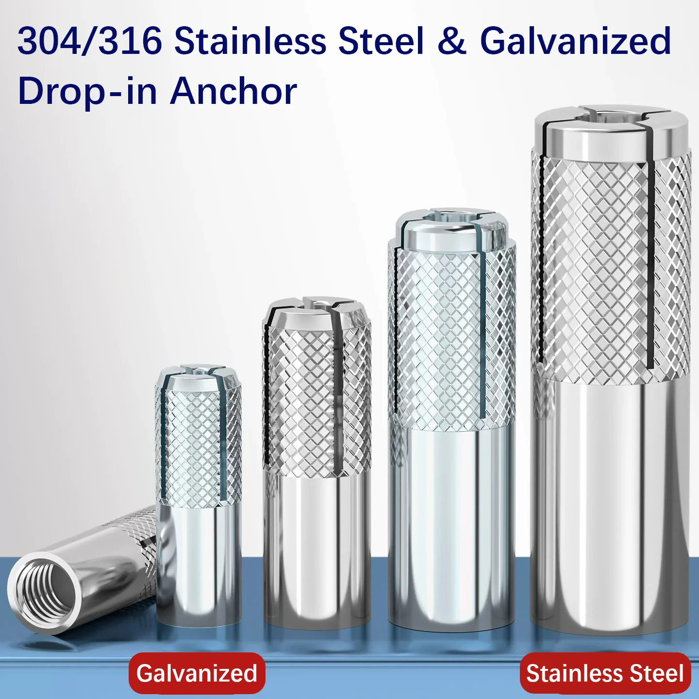 1-10pcs 304/316 Stainless Steel Expansion Anchors & Bolts, Flat Internal Expansion Wall Anchors M6 M8 M10 M12 M16