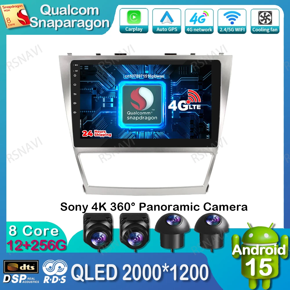 

Автомобильное радио Android 15 для Toyota Camry 40 2007-2011 BT 5G WIFI AUTO IPS авторадио QLED Qualcomm навигация WIFI + 4G головное устройство DVD