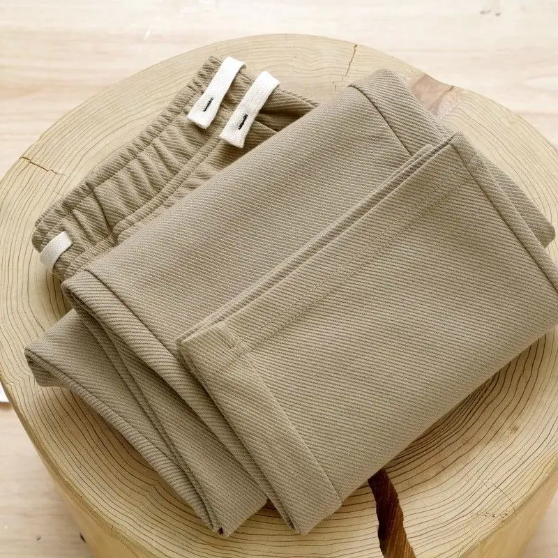 Heavy White Flower Gray Straight Sweatpants Men's Loose Casual Sports Twill Cotton Drape Casual Pants