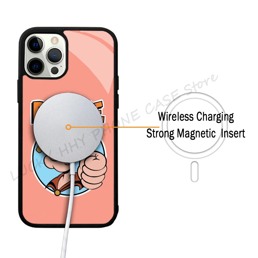 Cute Cartoon Phone Case Strong Magnetic For IPhone 15 14 13 Pro Max 11 12 Mini P-Popeye For Magsafe