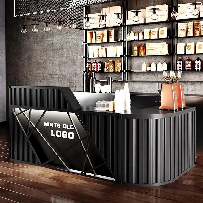 Bar personality creative reception desk industrial style gym bar corner checkout page billiards hall retro front desk