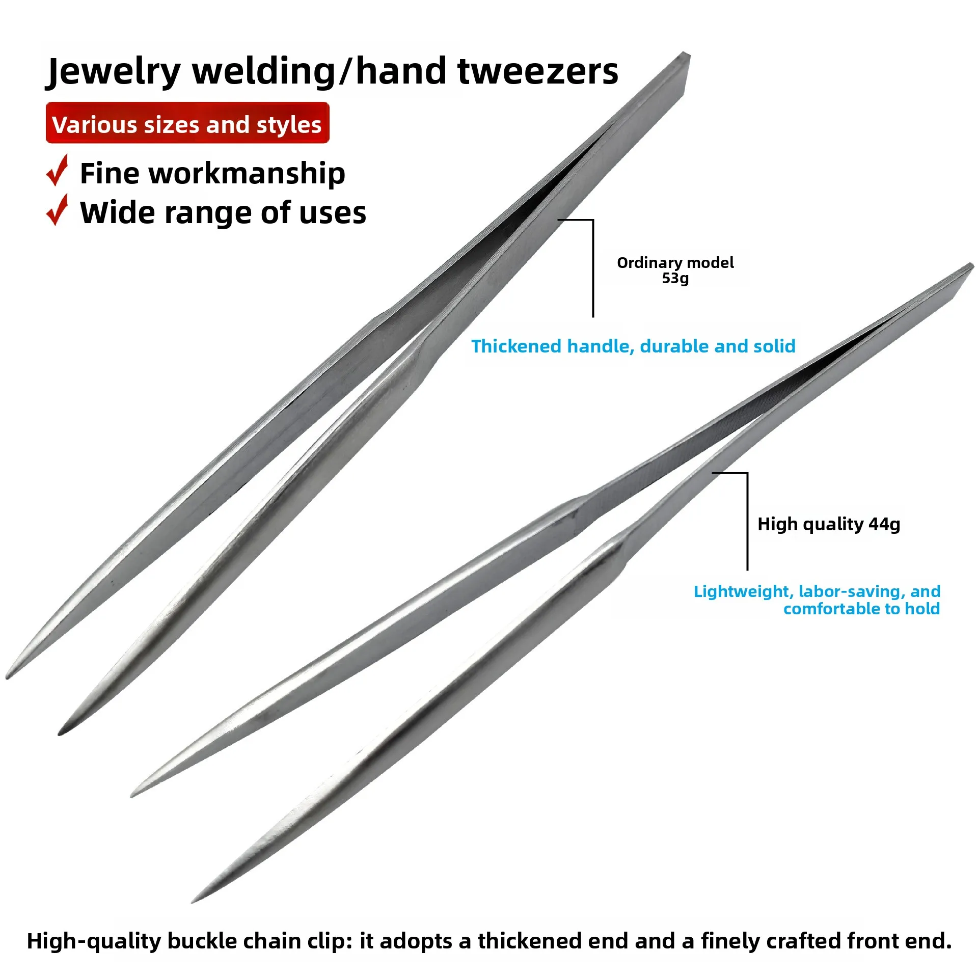 Stainless Steel Anti Slip Tweezers Wide Tip Gem Setting Soldering Clamp DIY Goldsmith Jewelry Craft Making Tool