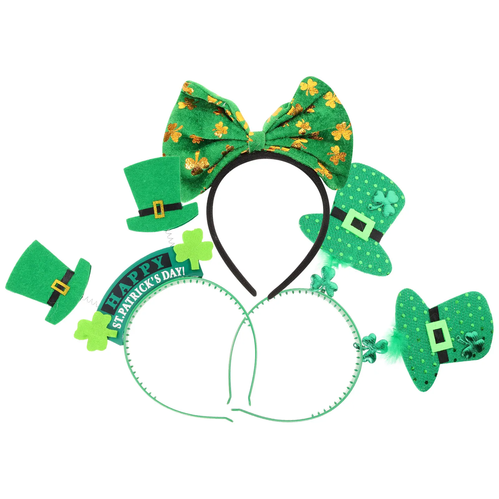 

3pcs St Patrick's Day Hats Headbands Hair Hoops Green Party Carnival Costume Accessories Wearable Props