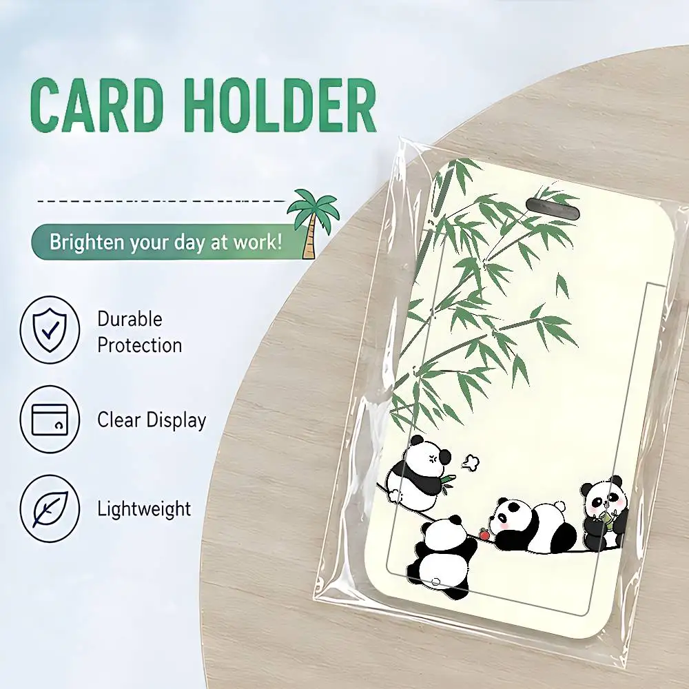 Cute Panda Clear ID Card Holder Lanyard Neck Strap Badge Case Door Credit Card Protector Daily Gift