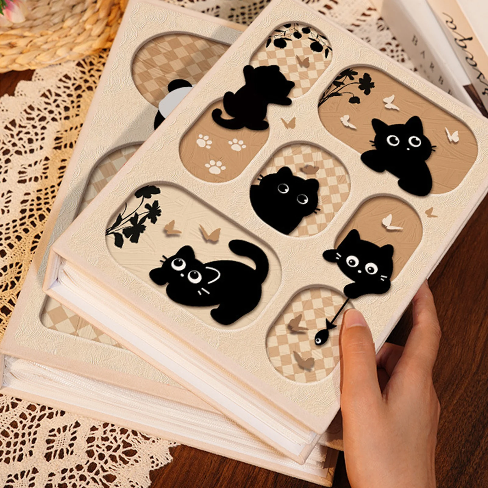 

6inch Photo Album Cartoon Black Cat Series Retro Flip Page Album 2026 New Year Family Photo Storage Booklet Decor Souvenir